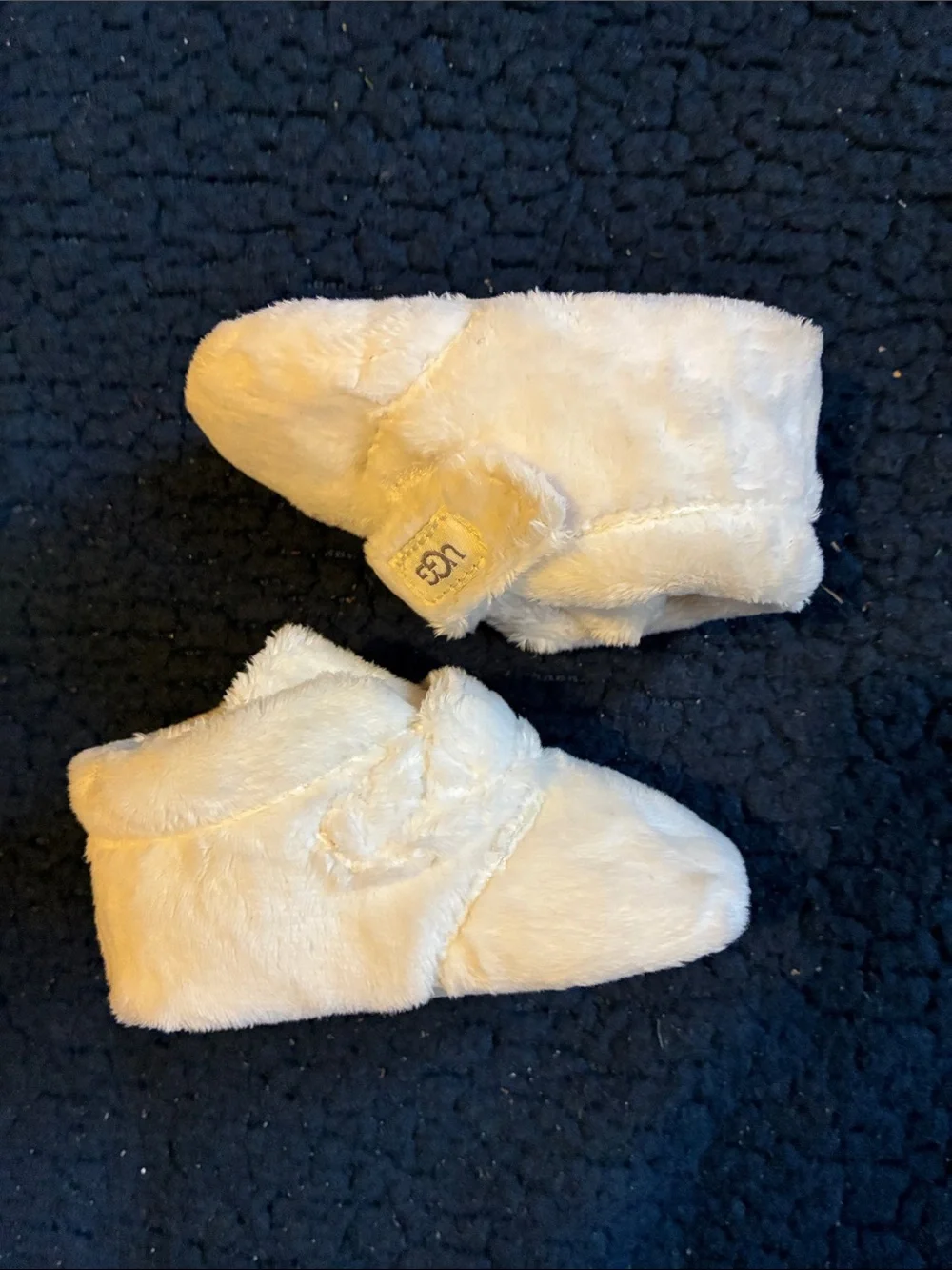 UGG Cream Faux-Fur Kids Slippers with Hook-and-Loop Strap